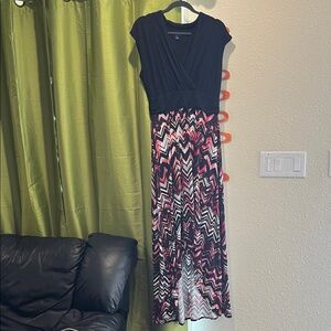 Apt. 9 Black Top Pink Chevron Maxi Dress